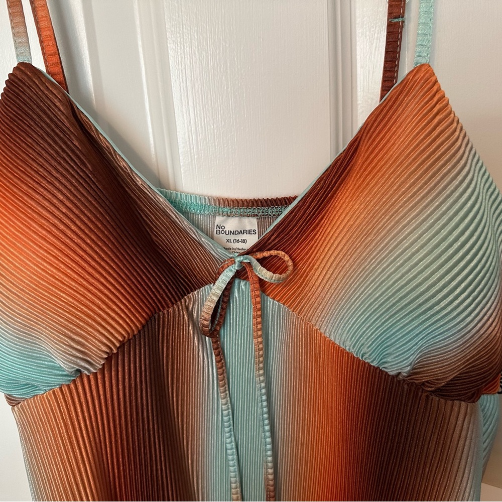 NWTS No Boundaries Pleated Mini Dress Rust & Blue Ombré sz XL - Picture 6 of 9
